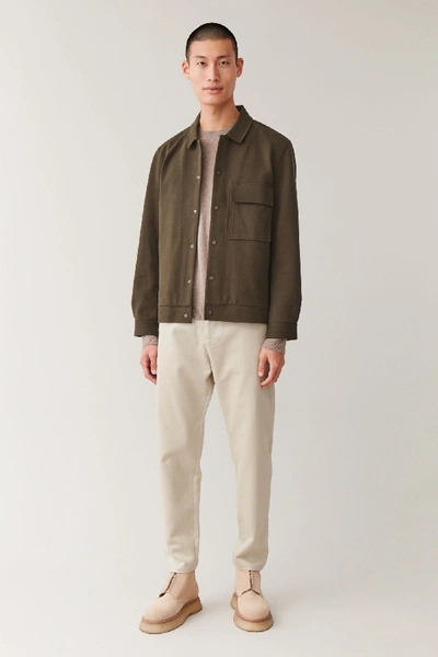Shop Cos Jersey Twill Shirt Jacket In Brown
