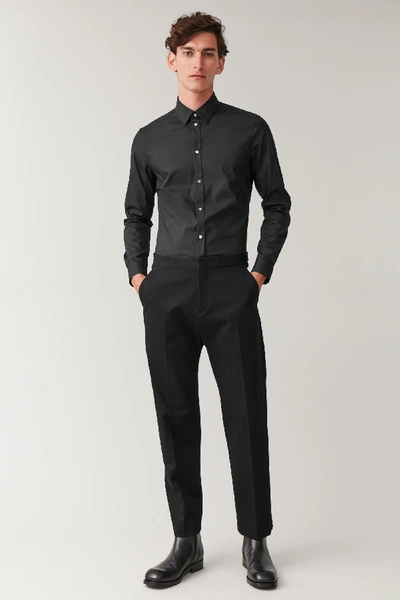 Shop Cos Organic Cotton Classic Slim Fit Shirt In Black