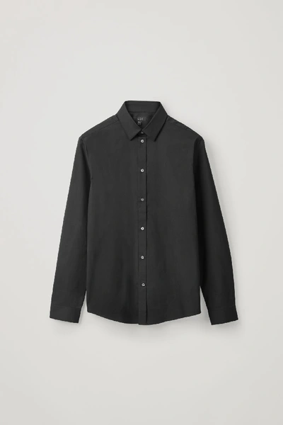 Shop Cos Organic Cotton Classic Slim Fit Shirt In Black