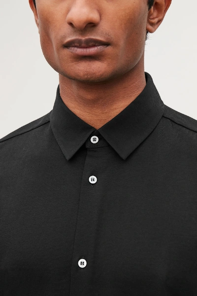 Shop Cos Jersey Short-sleeved Shirt In Black