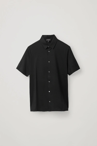 Shop Cos Jersey Short-sleeved Shirt In Black