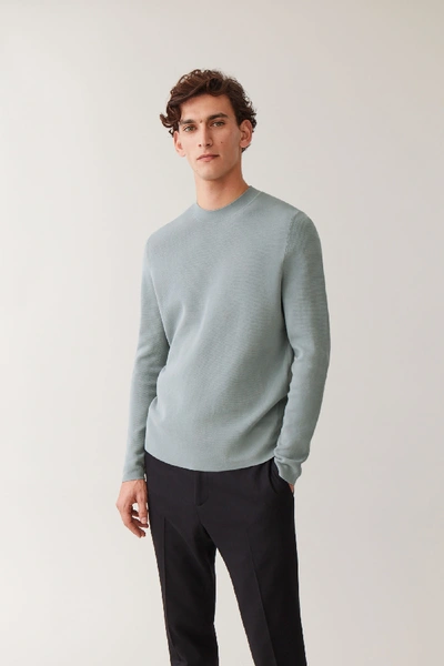 Shop Cos Mock-neck Knitted Jumper In Turquoise