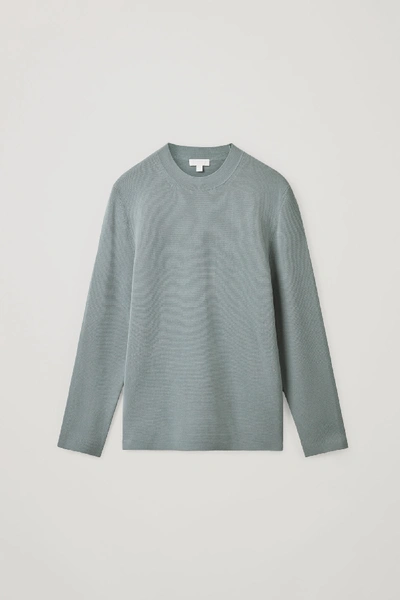 Shop Cos Mock-neck Knitted Jumper In Turquoise