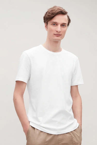 Shop Cos Regular-fit Mid-weight Brushed T-shirt In White