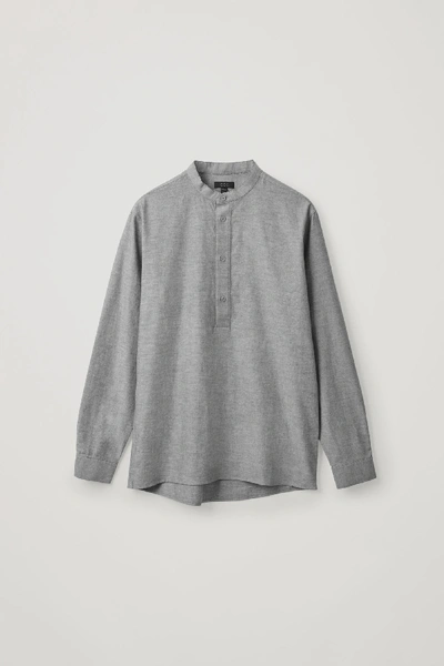 Shop Cos Cotton Tunic Shirt In Grey