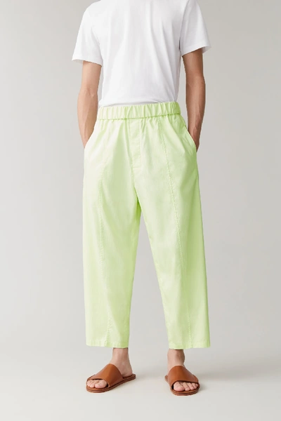 Shop Cos Elasticated Organic-cotton Pants In Green