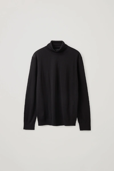 Shop Cos Merino Wool Turtleneck Jumper In Black