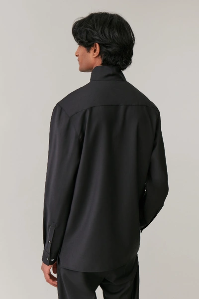 Shop Cos Long-sleeved Half-zip Shirt In Black