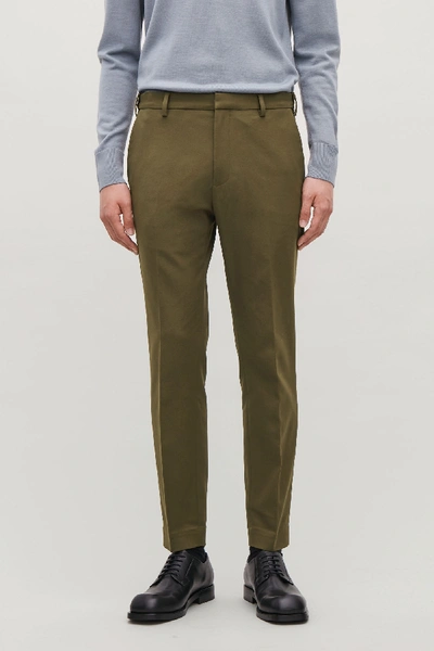 Shop Cos Skinny Stretch-cotton Pants In Green