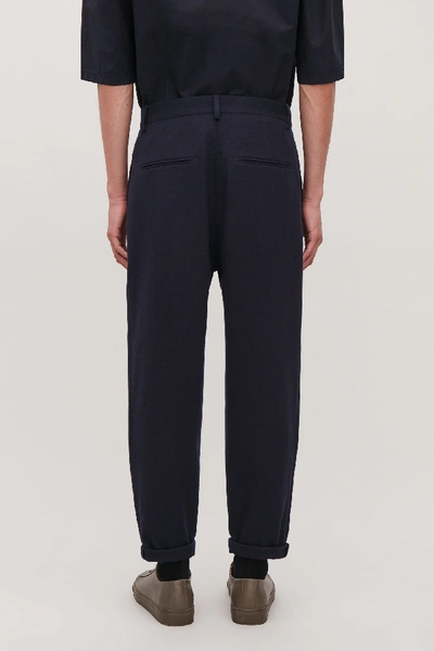 Cos Pleated Wool-crepe Trousers In Blue | ModeSens