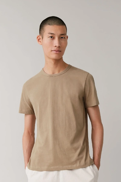 Shop Cos Regular-fit Brushed Cotton T-shirt In Brown