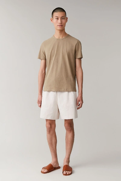 Shop Cos Regular-fit Brushed Cotton T-shirt In Brown