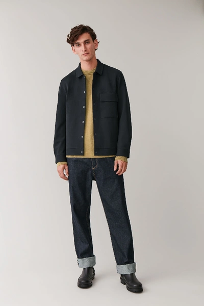 Shop Cos Jersey Twill Shirt Jacket In Blue