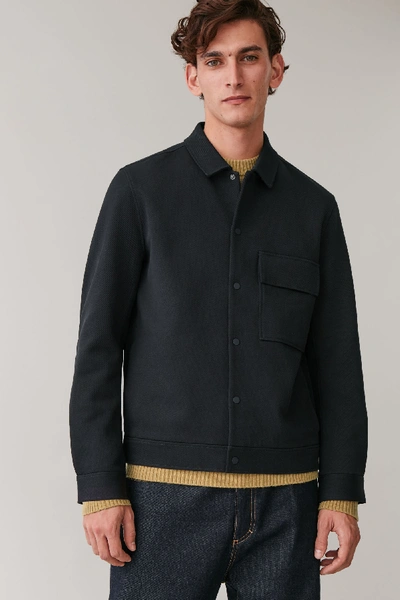 Shop Cos Jersey Twill Shirt Jacket In Blue