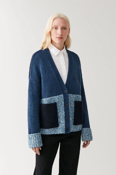 Cos Oversized Wool-alpaca Cardigan In Blue / Navy / White | ModeSens