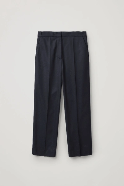 Shop Cos Straight Wool-cashmere Trousers In Blue