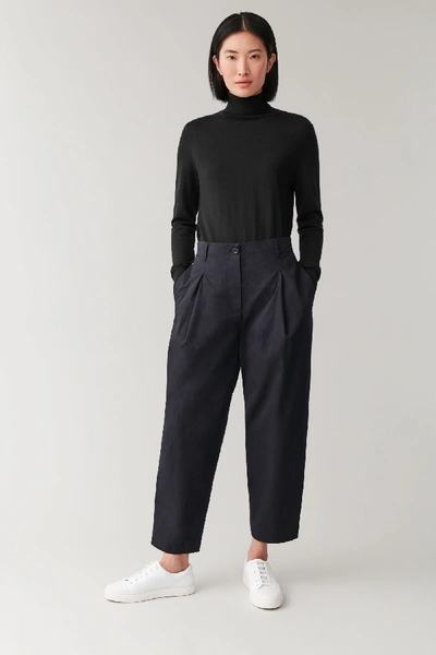 Shop Cos Rounded Cotton Pants In Blue