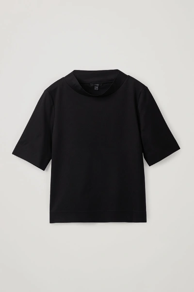 Shop Cos Boxy Mock-neck Jersey Top In Black