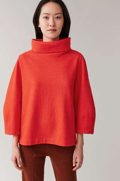 Shop Cos Polo-neck Rounded Top In Orange