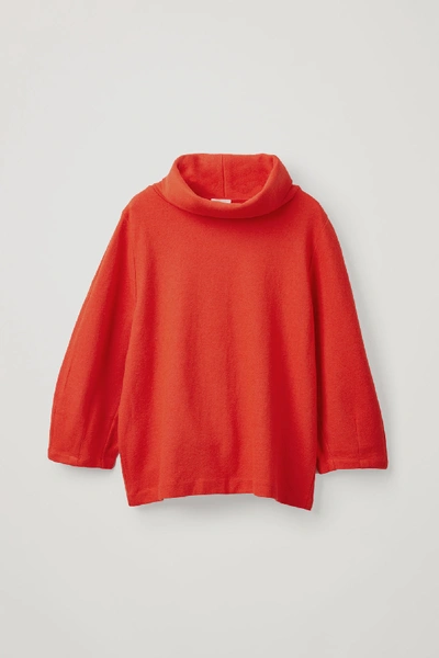 Shop Cos Polo-neck Rounded Top In Orange