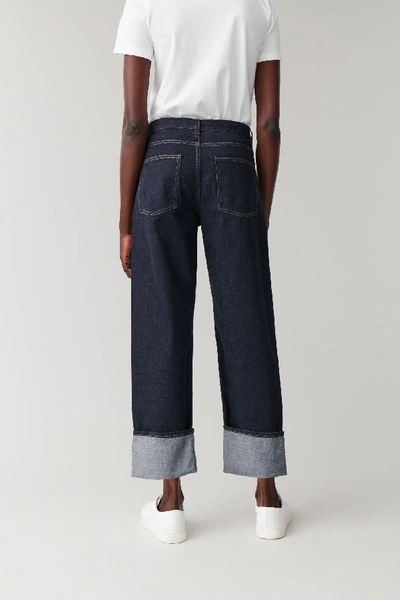 Shop Cos Straight Organic Cotton Turn-up Jeans In Blue