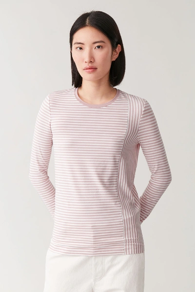 Shop Cos Striped Organic Cotton Top In Pink