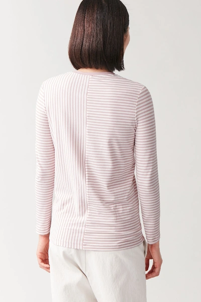 Shop Cos Striped Organic Cotton Top In Pink