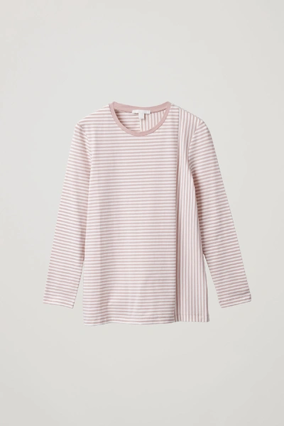 Shop Cos Striped Organic Cotton Top In Pink