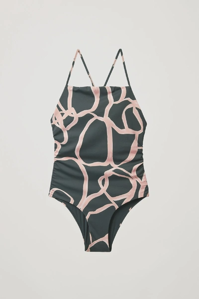 Shop Cos Printed Padded Swimsuit In Green