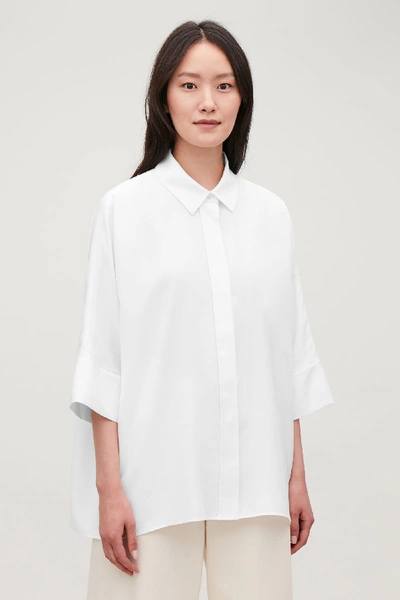 Shop Cos Draped Wide-fit Shirt In White