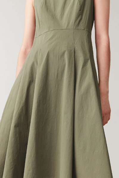 Cos Waisted Dress With Pleats In Green ModeSens