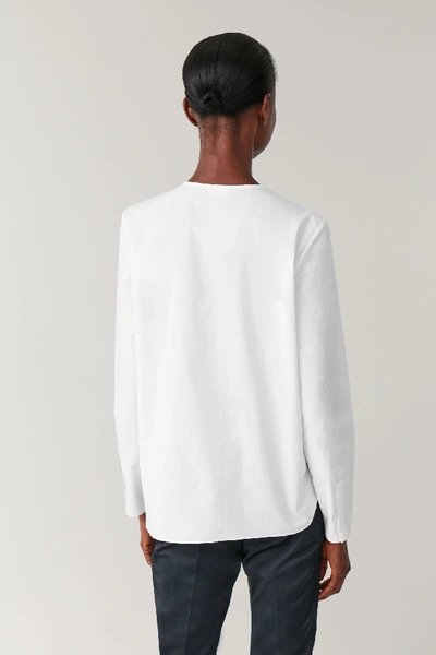 Shop Cos Collarless Tuxedo Shirt In White