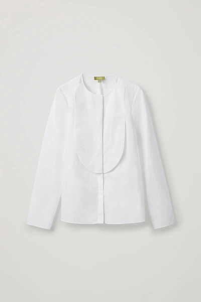 Shop Cos Collarless Tuxedo Shirt In White