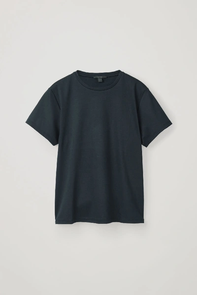 Shop Cos Organic-cotton Round-neck T-shirt In Blue