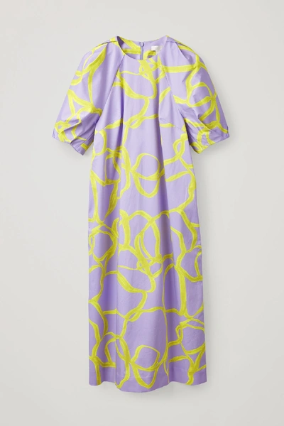 Shop Cos Printed Puff Sleeve Dress In Purple
