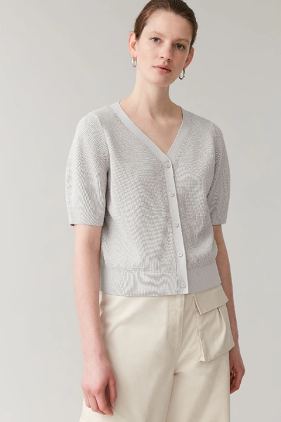 Shop Cos Short-sleeved Cardigan In Grey