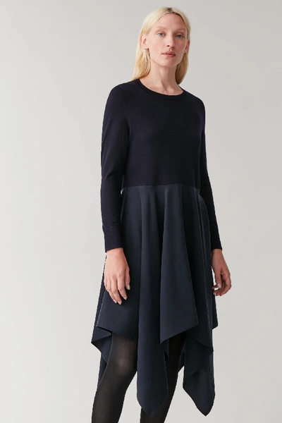 Shop Cos Knitted Handkerchief Dress In Blue