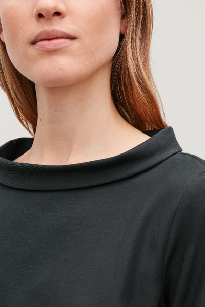 Shop Cos Folded-collar Draped Blouse In Black