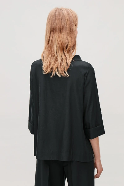 Shop Cos Folded-collar Draped Blouse In Black