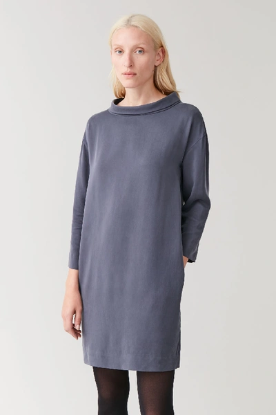 Shop Cos Stand-up Collar Dress In Blue