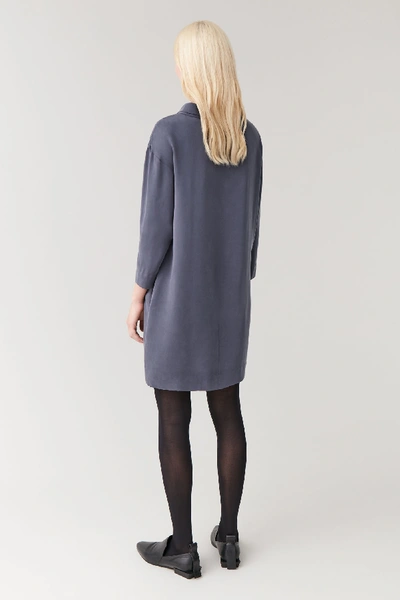 Shop Cos Stand-up Collar Dress In Blue