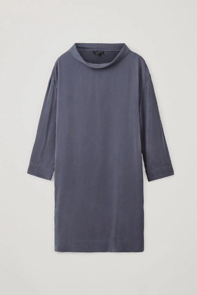 Shop Cos Stand-up Collar Dress In Blue