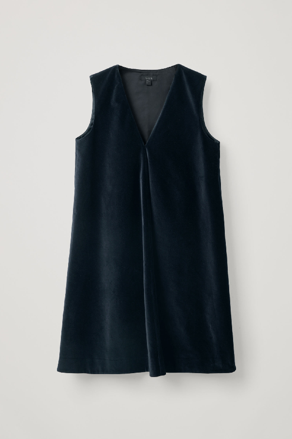 cos blue velvet dress
