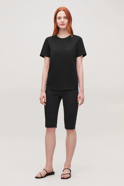 Cos Lyocell-organic Cotton Mix Square Cut T-shirt In Black
