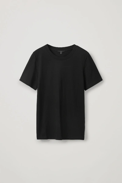 Cos Lyocell-organic Cotton Mix Square Cut T-shirt In Black