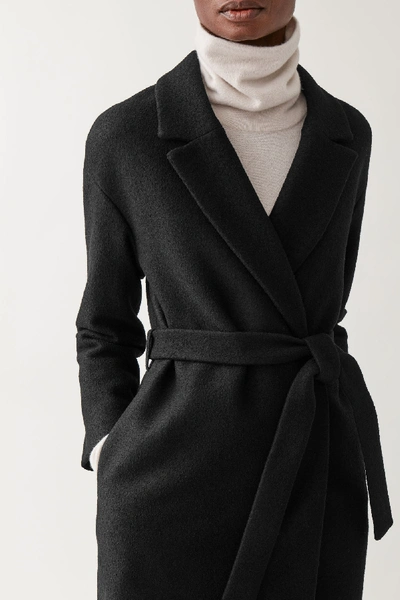 Shop Cos Oversized Belted Wool Coat In Black