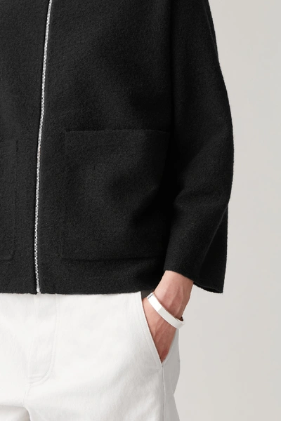 Shop Cos Boiled Merino Zip-up Jacket In Black