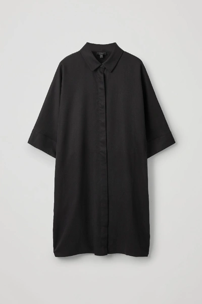 Shop Cos Draped Boxy Shirt Dress In Black