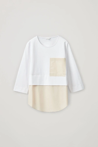 Shop Cos Oversized Woven-jersey Top In White