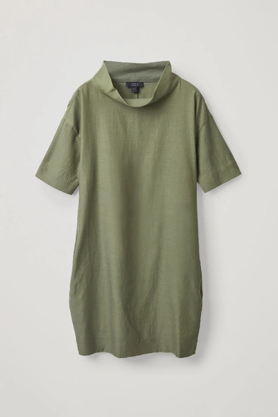 Shop Cos Wide Stand-up Collar Dress In Green